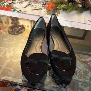 Life Stride Soft System RENATA Black Faux Suede Flats With Bow - Women’s 8